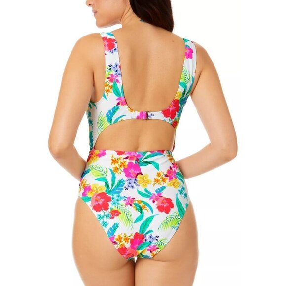 Salt + Cove Hibiscus Knot-Front One-Piece Swimsuit, Size Small New - Picture 12 of 12